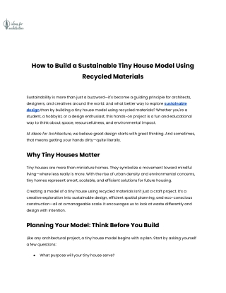 How to Build a Sustainable Tiny House Model Using Recycled Materials