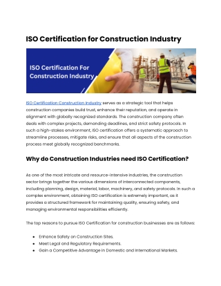 ISO Certification for Construction Industry