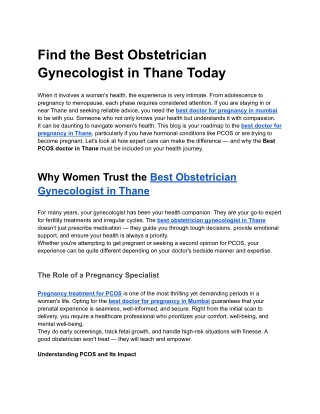 Best Obstetrician Gynecologist in Mumbai | Dr. Shruti Thar