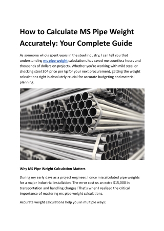 how to calculate ms pipe weight accurately your