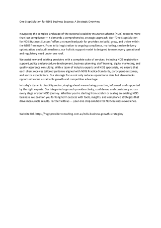 One Stop Solution for NDIS Business Success: A Strategic Overview