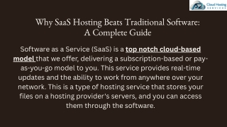 Why SaaS Hosting Beats Traditional Software A Complete Guide