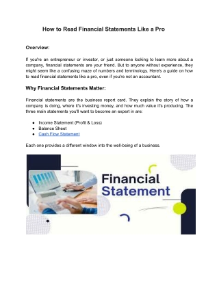 how to read financial statements like