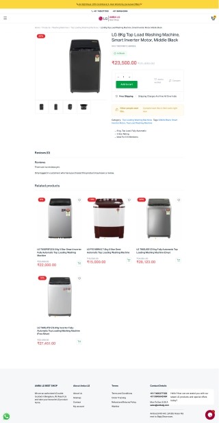 LG T80SPMB1Z 8Kg Top Load Washing Machine - LG Online Stores