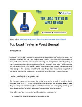 Top Load Tester in West Bengal