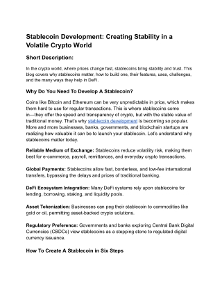 Stablecoin Development_ Creating Stability in a Volatile Crypto World