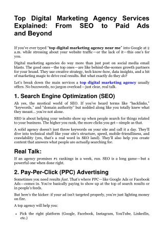 Top Digital Marketing Agency Services Explained