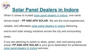 Solar Panel Dealers in Indore