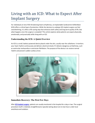 Living with an ICD What to Expect After Implant Surgery