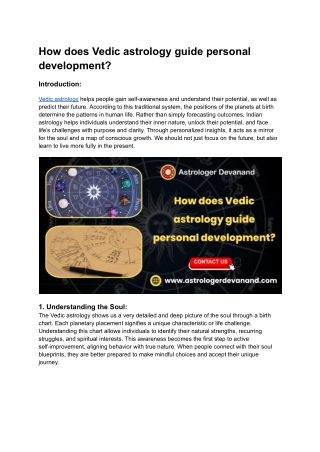 How does Vedic astrology guide personal development