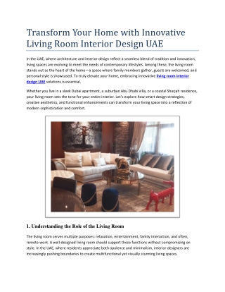 Transform Your Home with Innovative Living Room Interior Design UAE