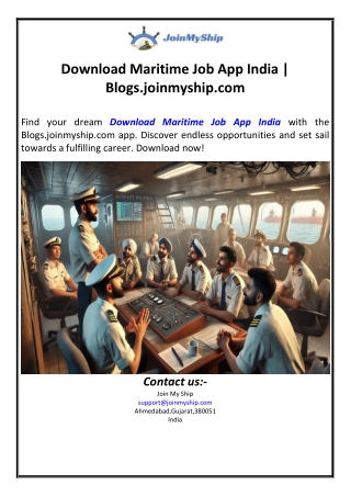 Download Maritime Job App India | Blogs.joinmyship.com