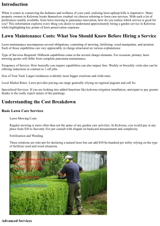 “Lawn Maintenance Costs: What You Should Know Before Hiring a Service”