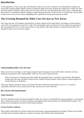 The Growing Demand for Elder Care Services in New Jersey