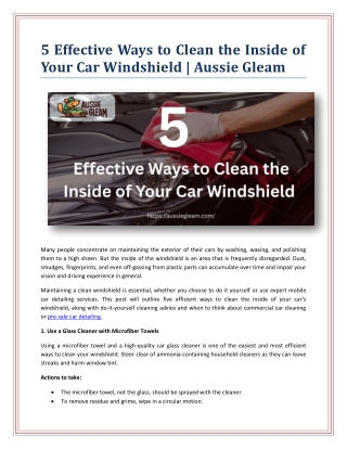 5 Effective Ways to Clean the Inside of Your Car Windshield