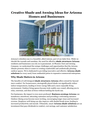 Creative Shade and Awning Ideas for Arizona Homes and Businesses