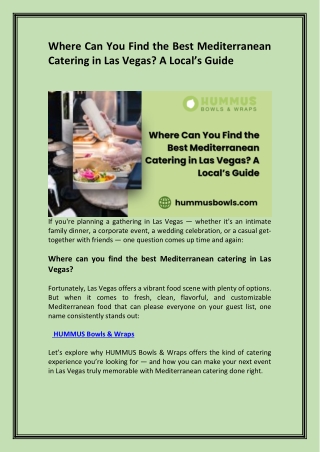 Where Can You Find the Best Mediterranean Catering