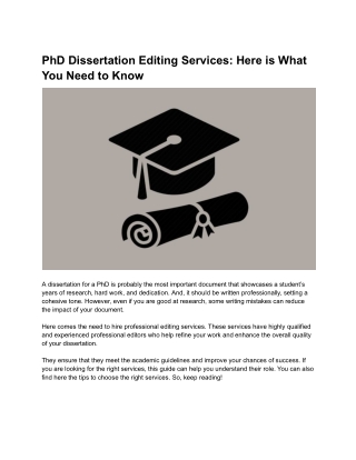 PhD Dissertation Editing Services_ Here is What You Need to Know