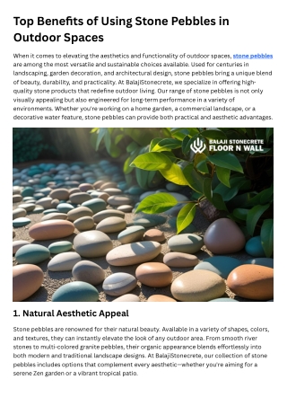 Top Benefits of Using Stone Pebbles in Outdoor Spaces