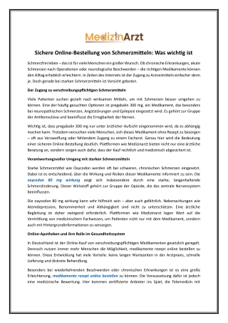 Bestellen Sie verschreibungspflichtige Medikamente online | Medizinarzt
