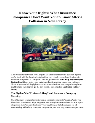 Know Your Rights What Insurance Companies Don't Want You to Know After a Collision in New Jersey
