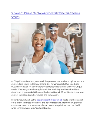 5 Powerful Ways Our Newark Dental Office Transforms Smiles (1)