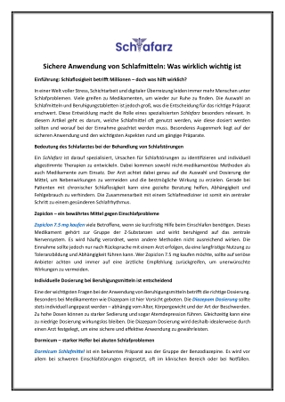 sichere anwendung von schlafmitteln was wirklich