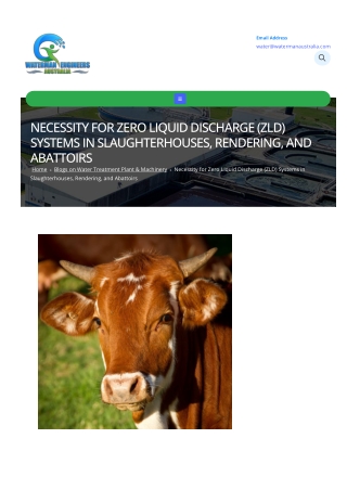 NECESSITY FOR ZERO LIQUID DISCHARGE (ZLD) SYSTEMS IN SLAUGHTERHOUSES, RENDERING, AND ABATTOIRS