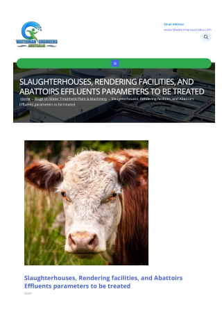 SLAUGHTERHOUSES, RENDERING FACILITIES, AND ABATTOIRS EFFLUENTS PARAMETERS TO BE TREATED