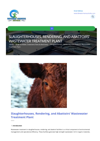 SLAUGHTERHOUSES, RENDERING, AND ABATTOIRS’ WASTEWATER TREATMENT PLANT