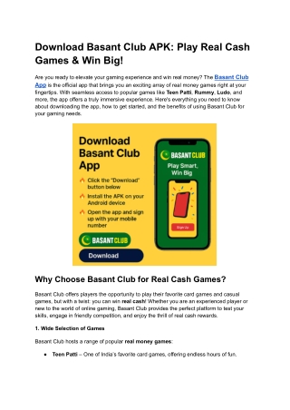 download basant club apk play real cash games