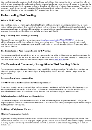 The Role of Community Awareness in Bird Proofing Efforts