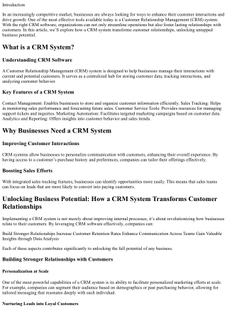 Unlocking Business Potential: How a CRM System Transforms Customer Relationships