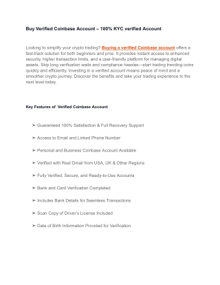 The top way which to Buy Verified Coinbase Account