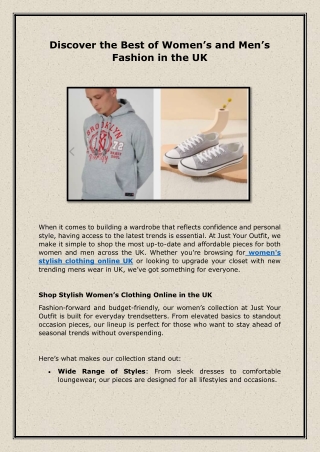 Discover the Best of Women’s and Men’s Fashion in the UK