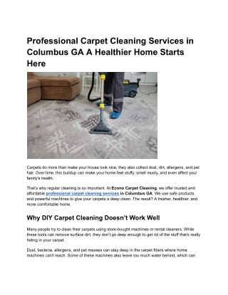 Professional Carpet Cleaning Services in Columbus GA A Healthier Home Starts Her