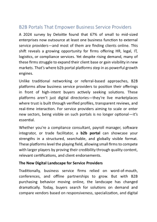 B2B Portals That Empower Business Service Providers