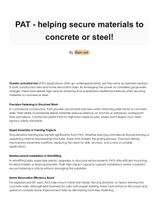 PAT - helping secure materials to concrete or steel!PAT - helping secure materia