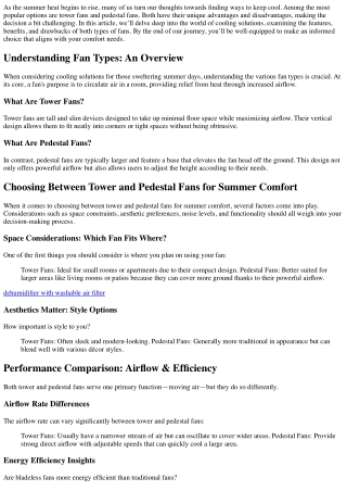 Choosing Between Tower and Pedestal Fans for Summer Comfort