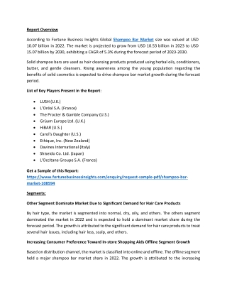 Shampoo Bar Market Share Analysis, Growth Opportunities, 2032