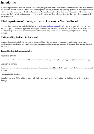 The Importance of Having a Trusted Locksmith Near Wallsend