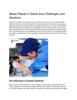 Sewer Repair in Santa Ana Challenges and Solutions