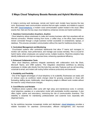 5 Ways Cloud Telephony Boosts Remote and Hybrid Workforces