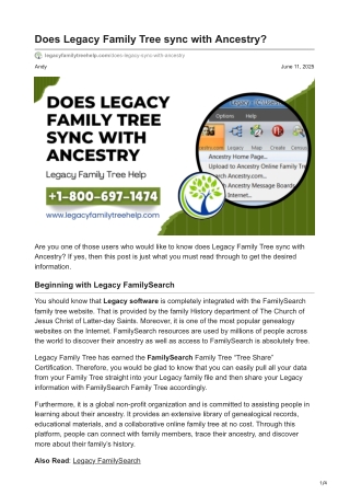 Does Legacy sync with Ancestry or FamilySearch?