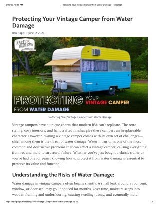 Water Damage Help from Vintage Camper Repair Michigan