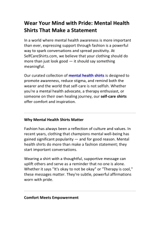 Shop Mental Health Shirts & Stickers | SelfCareShirts