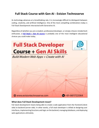 Full Stack Course with Gen AI - Evision Technoserve