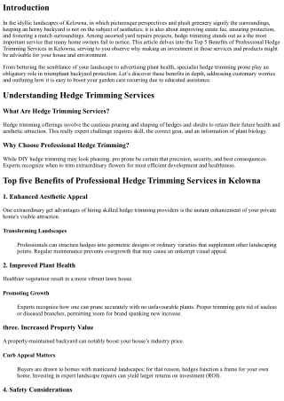 Top 5 Benefits of Professional Hedge Trimming Services in Kelowna