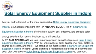 Solar Energy Equipment Supplier in Indore