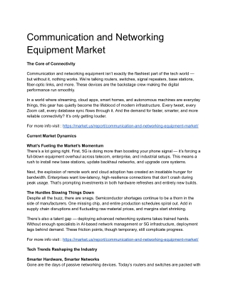 Communication and Networking Equipment Market